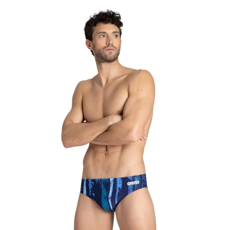 Arena M Team Painted Stripes Brief Férfi Fürdőnadrág Navy/Multi Turquoise
