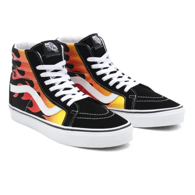 Vans Ua Sk8-Hi Reissue (Flame)Black/Black/Tr Wht - Image 3