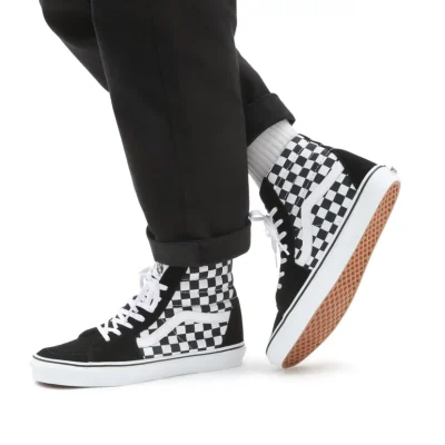 Ua Vans Sk8-Hi Unisex Cipő (Checkboard) Blk/Tr W - Image 6