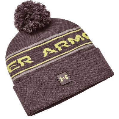 Under Armour Men's Halftime Pom Beanie Sapka Ash Taupe/Lime Yellow