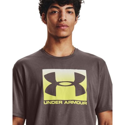 Under Armour Boxed Sportstyle SS Férfi Póló Ash Taupe/White/Lime Yellow - Image 4