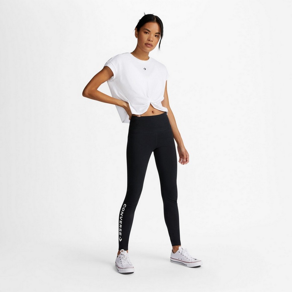 10024544-a01-001 Converse Wordmark Legging Női Nadrág Black 1